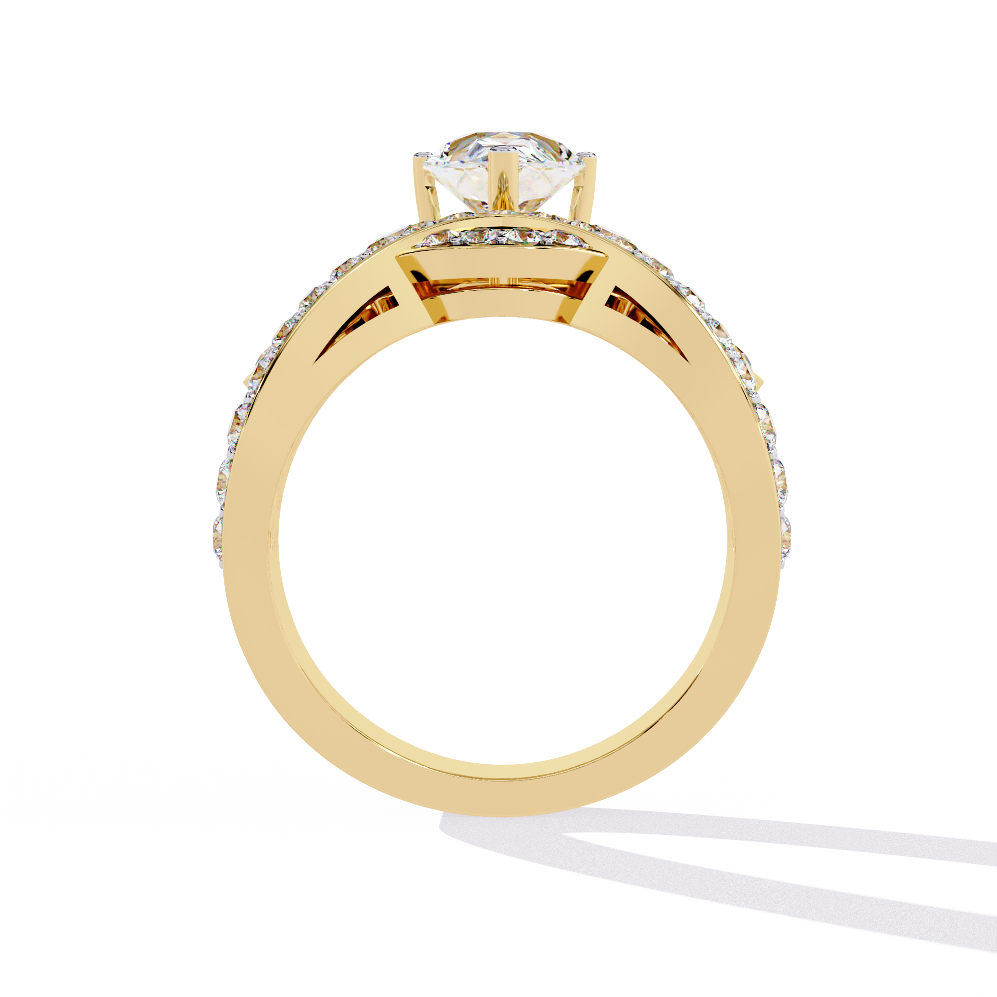 Solitairekart - 2.14 ct Regal Crown Leaf Lab Grown Diamond Ring 14K Yellow Gold